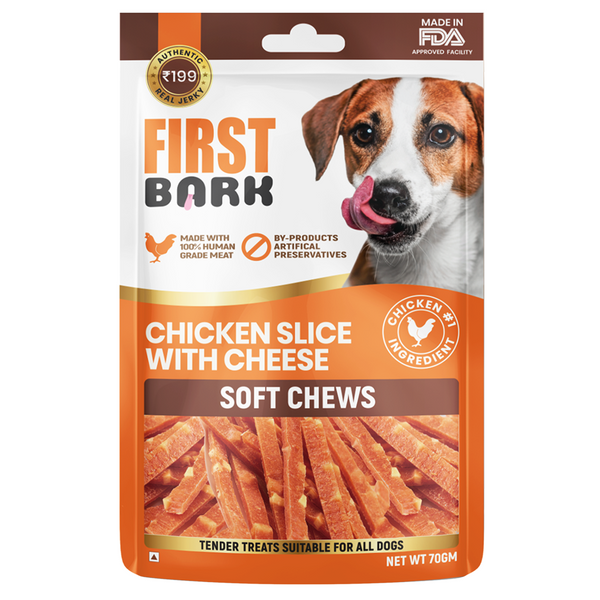 First Bark Soft Chicken Slice with Cheese Jerky Soft Chews, 70g Ingredients