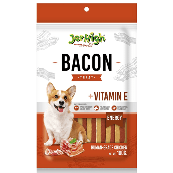 JerHigh Bacon Treat Fully Digestible High Protein Treats for Dogs, 100gm