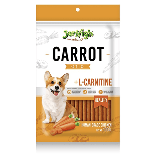 JerHigh Carrot Stix Fully Digestible High Protein Treats for Dogs, 100gm