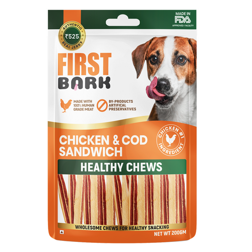 First Bark Chicken & cod Sandwhich Dog Treat, 200g