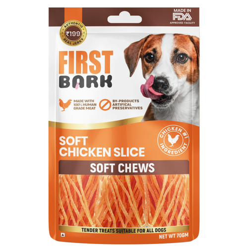First Bark Soft Chicken Slice Jerky Soft Chews, 70g