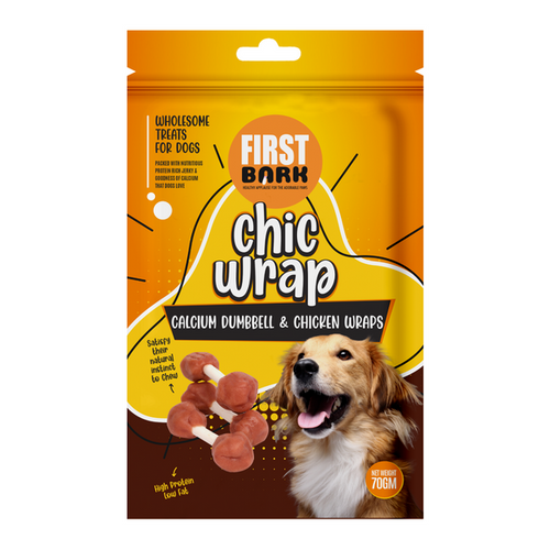 First Bark Calcium Dumbell Chicken Wrap Dog Treat,70g
