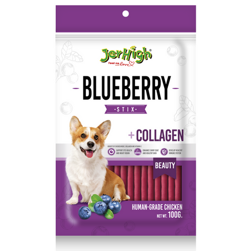 JerHigh Blueberry Stix Fully Digestible High Protein Treats for Dogs, 100gm