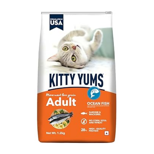 Kitty Yums Adult (+1 Year) Dry Cat Food, Ocean Fish, 1.2kg Pack