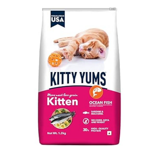 Kitty Yums Kitten Ocean Fish (1-12 Months) Dry Cat Food - 1.2kg Ingredients