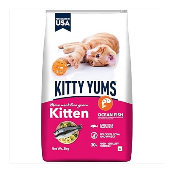 Kitty Yums Kitten Ocean Fish (1-12 Months) Dry Cat Food - 3kg Ingredients
