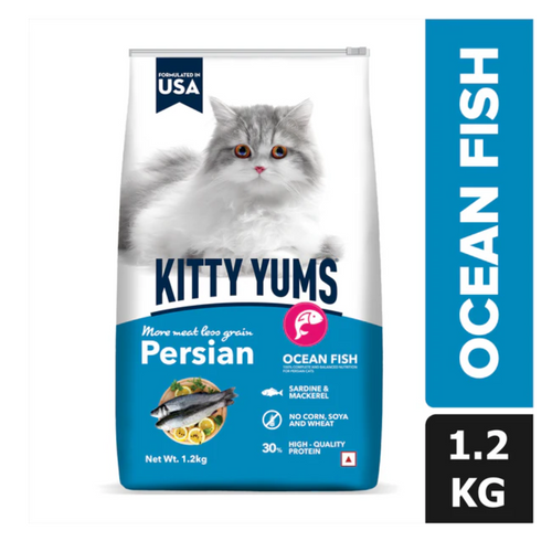 Kitty Yums Persian Adult Dry Cat Food, Ocean Fish, 1.2kg Pack