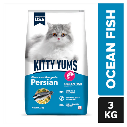 Kitty Yums Persian Adult Dry Cat Food, Ocean Fish, 3kg Pack