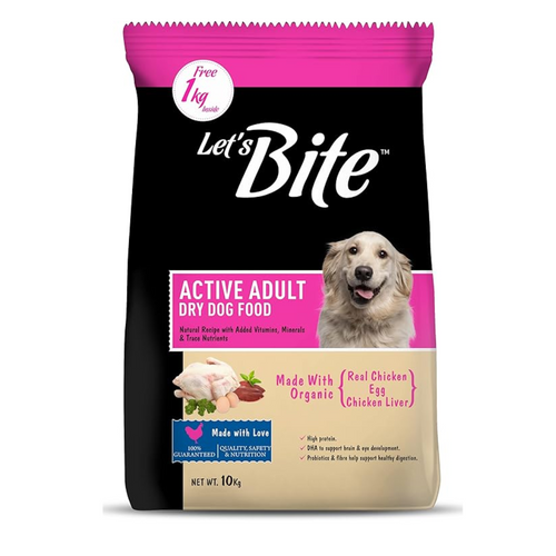 Let's Bite Active Adult Dry Dog Food- 10Kg