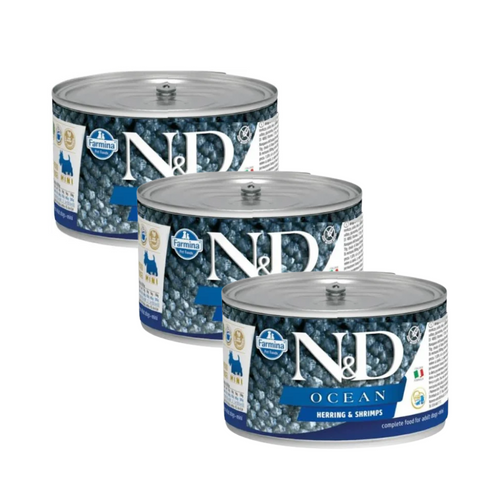 N&D Ocean Herring & Shrimp Adult Mini, Dog Wet Food, 140g (Pack of 3)