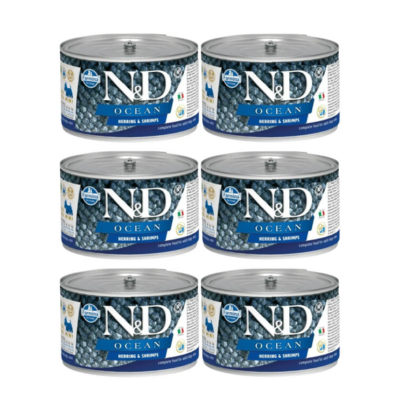 N&D Ocean Herring & Shrimp Adult Mini, Dog Wet Food, 140g (Pack of 6) Ingredients