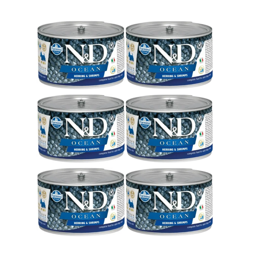 N&D Ocean Herring & Shrimp Adult Mini, Dog Wet Food, 140g (Pack of 6)