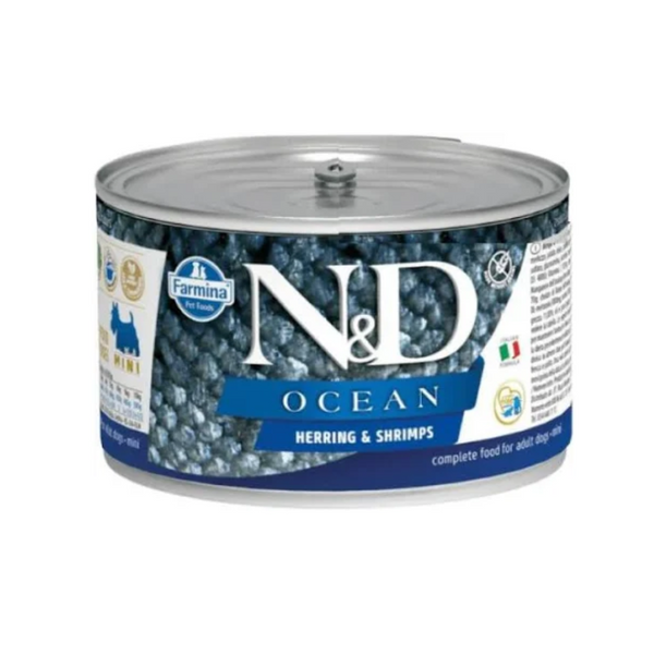 N&D Ocean Herring & Shrimp Adult Mini, Dog Wet Food, 140g Ingredients