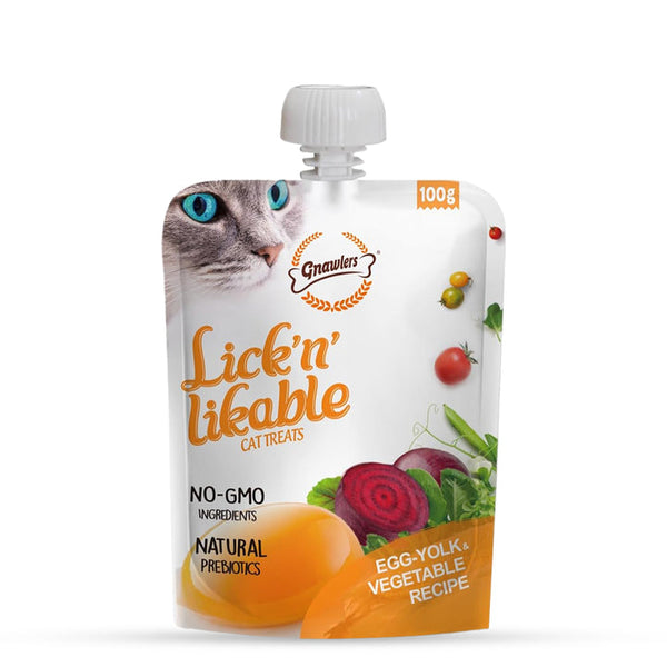 Gnawlers Lick & Likable Treats 100g - Egg Yolk & Vegetable Recipe Ingredients