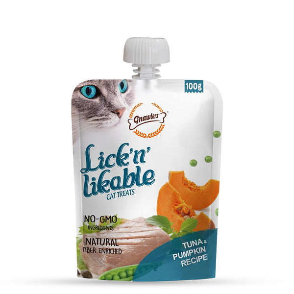 Gnawlers Lick & Likable Cat Treats 100g - Tuna & Pumpkin Recipe Ingredients