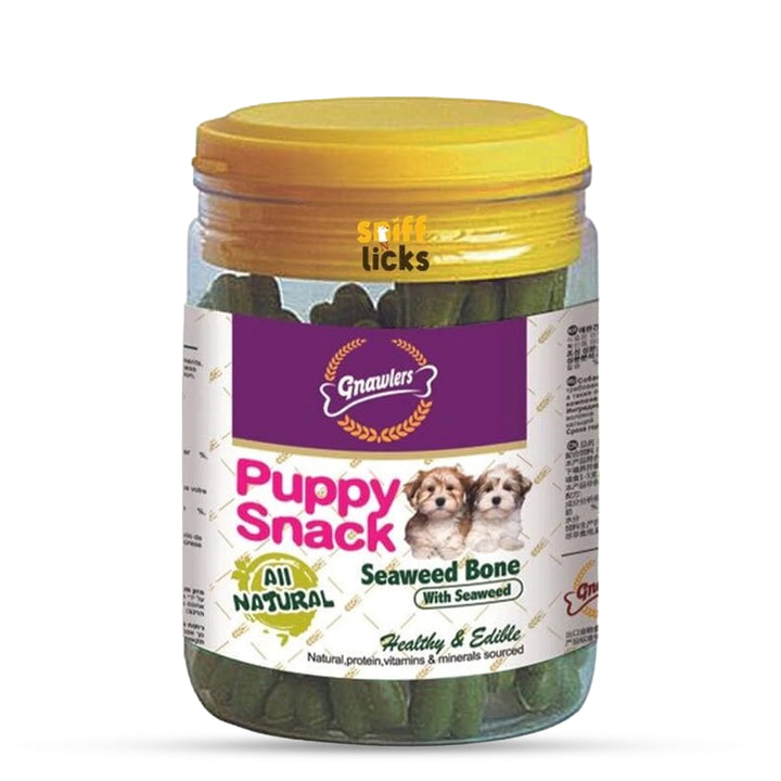 Gnawlers Seaweed Jar Puppy Snacks, 180g