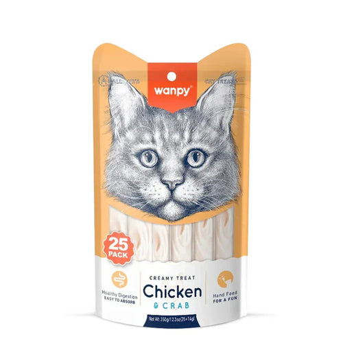 Wampy Creamy Treat - Chicken & Crab Flavor 25 Pc Pack, 350g