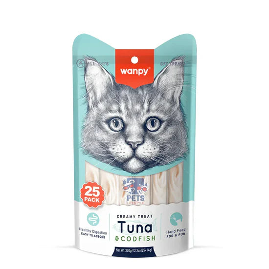 Wampy Creamy Treat -Tuna Codfish Flavor 25 Pc Pack, 350g Ingredients