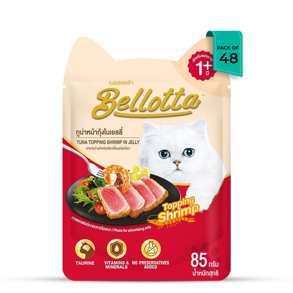 Bellotta Tuna Topping Shrimp in Jelly Wet Adult Cat Food All Breed , 85g Ingredients