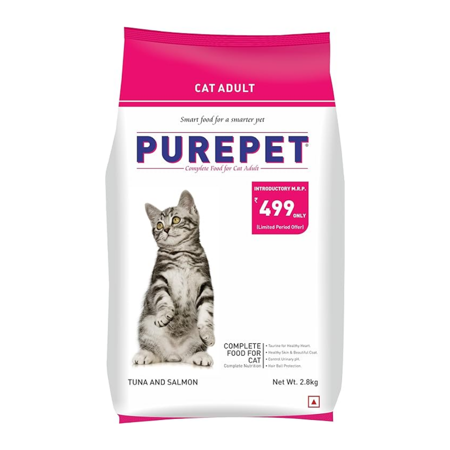 Purepet Adult Dry Cat Food Tuna & Salmon Flavour, 2.8 kg Pack