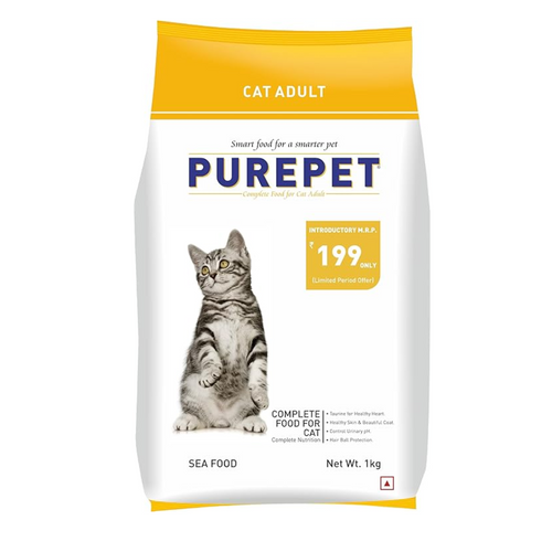 Purepet Adult Dry Cat Food, Sea Food Flavor - 1Kg