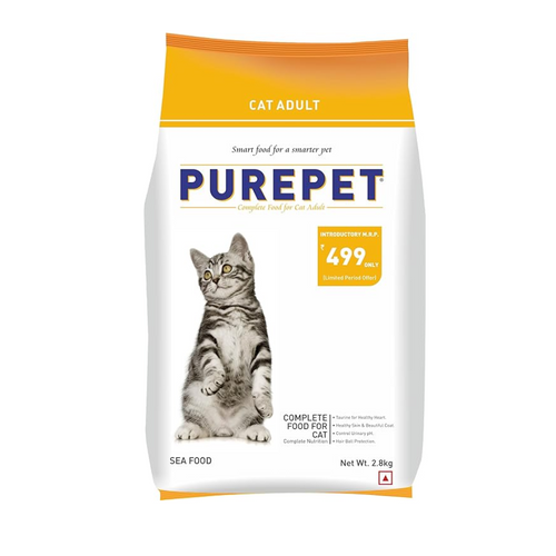 Purepet Adult Dry Cat Food, Sea Food Flavor - 2.8Kg