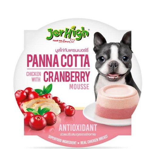 Jerhigh Panna Cotta Chicken with Cranberry Treat For Dogs, 70g (Pack of 4) Ingredients