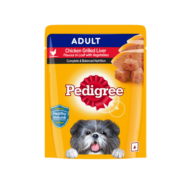 PEDIGREE Adult Wet Dog Food, Chicken Grilled Liver in Loaf with Vegetables, 70g Ingredients
