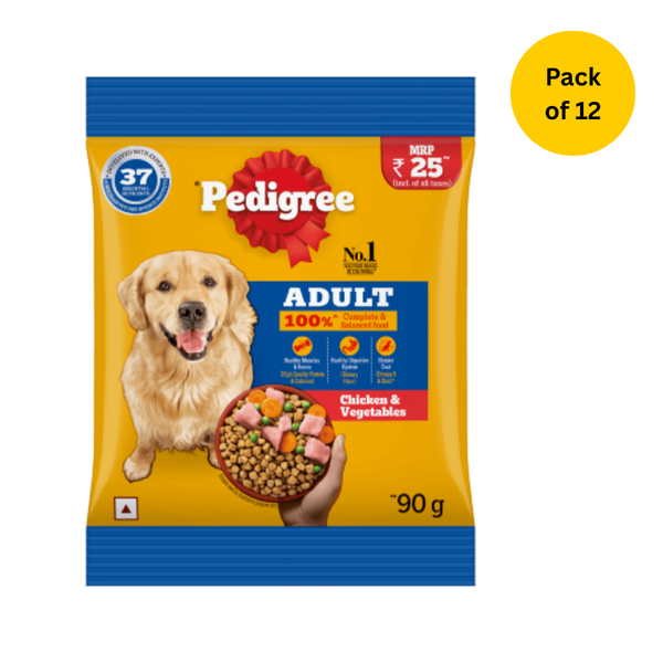 PEDIGREE Chicken and Vegetables for Adult Dogs, Dry Food 90g Ingredients