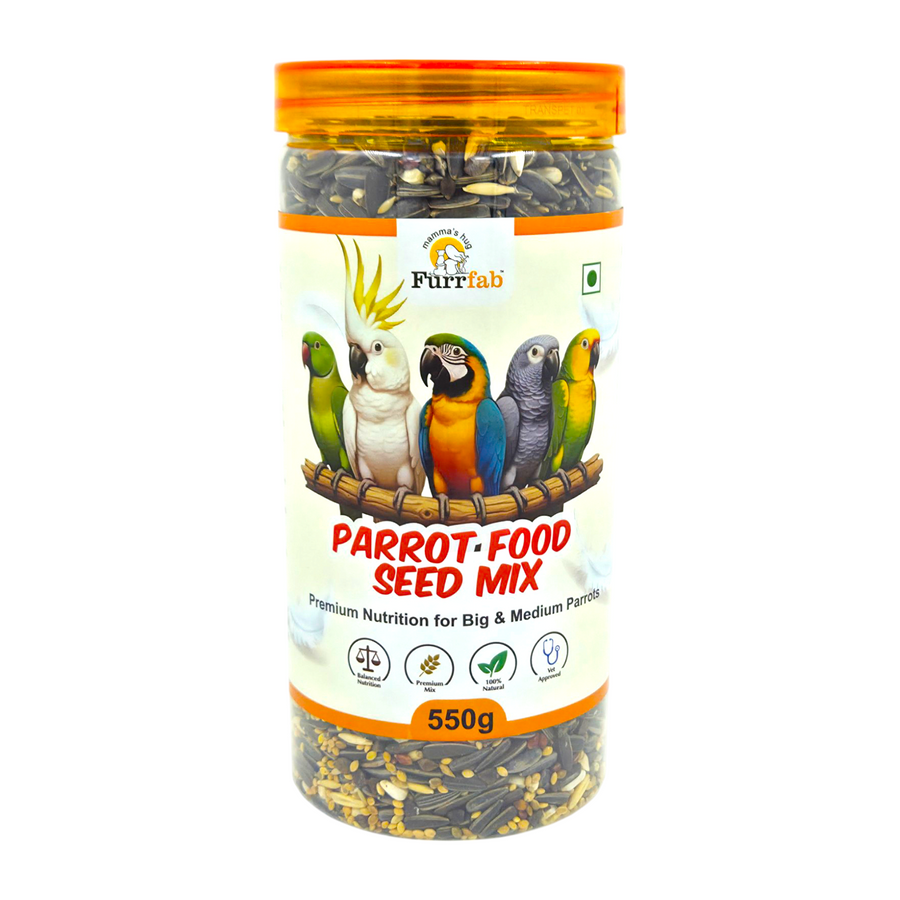 Furrfab Parrot Food Seed Mix, 400g | Premium Natural Bird Food for Macaws, Cockatoos, African Greys & Ringnecks