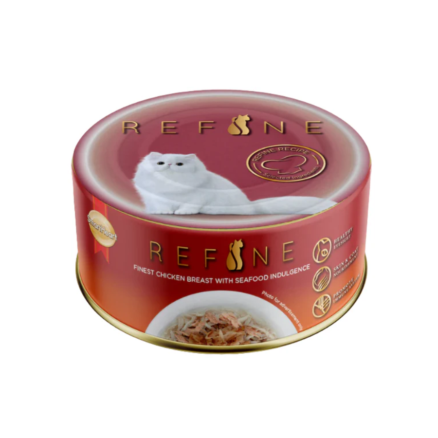 Smart Heart Refine Finest Chicken Breast Seafood Indulgence Adult Cat Tin, 80g (Pack of 6)
