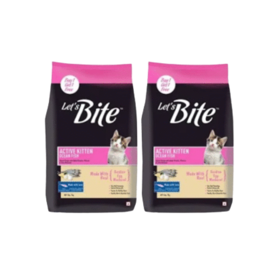Let's Bite Active Kitten Ocean Fish Cat Dry Food (1+1)Kg