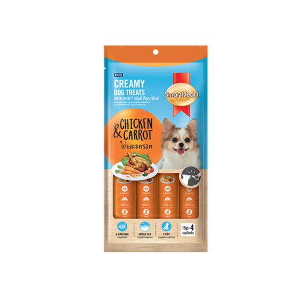 Smart Heart Creamy Dog Treats (Chicken and Carrot), 60g Pack of 12 Ingredients