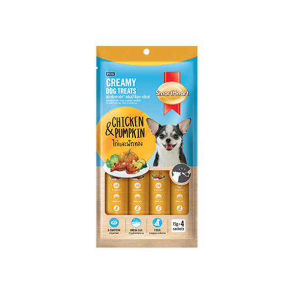 Smart Heart Creamy Dog Treats (Chicken and Pumpkin), 60g Pack of 6 Ingredients
