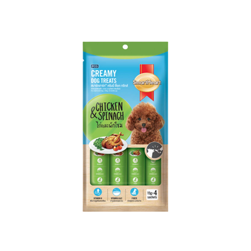 Smart Heart Creamy Dog Treats (Chicken & Spinach), 60g Pack of 6