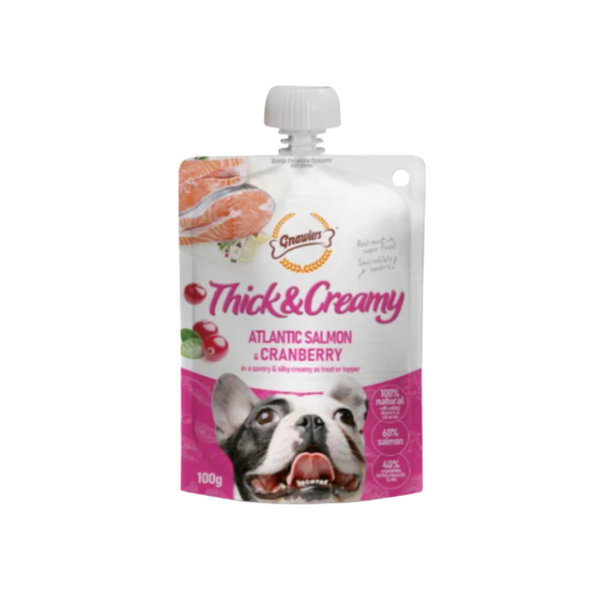Gnawlers Thick & Creamy Dog Treat - Atlantic Salmon & Cranberry Flavor, 100g Ingredients