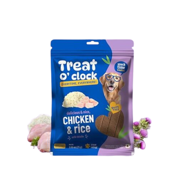 Natural Remedies Treat O'clock Chicken and Rice Treats- 75 gm (Pack of 6) Ingredients