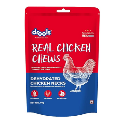 Drools Dog Treats, Dehydrated Real Chicken Chews Necks, 70g
