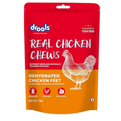 Drools Dog Treats, Dehydrated Real Chicken Chews Feet, 70g