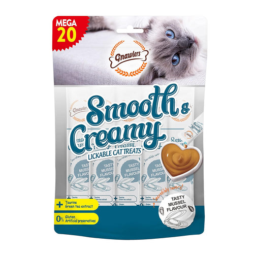 Gnawlers Mussel Flavor Cat Creamy Treat Pack of 20 Tubes, 60g