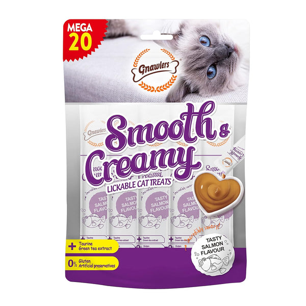 Gnawlers Salmon Flavor Cat Creamy Treat Pack of 20 Tubes, 60g Ingredients
