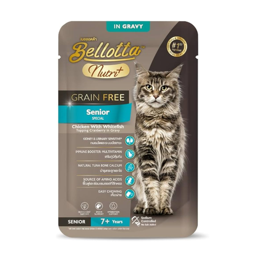 Bellotta Nutriplus Grain Free Pouch Senior 7+ Years, 65g (Pack of 12)