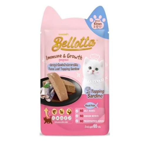 Bellotta Kitten Tuna Loaf Topping Sardine Pouch, 65gm (Pack of 12)