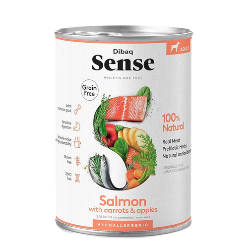 Dibaq Sense Salmon with Carrots & Apples Adult Wet Dog Food, 380g