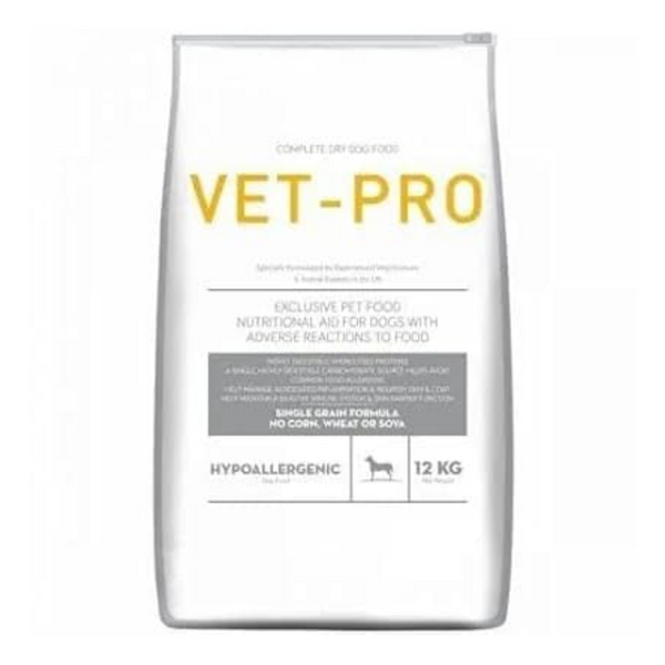 Vet Pro Hypoallergenic Dry Dog Food 12Kg - All Life Stages, Fish Flavor Ingredients
