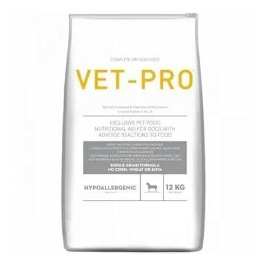Vet Pro Hypoallergenic Dry Dog Food 12Kg - All Life Stages, Fish Flavor