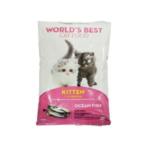 World's Best Kitten Ocean Fish Dry Cat Food, 50g (Pack of 30)