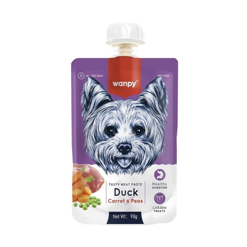 Wampy Meat Paste for Dogs Duck, Carrot & Peas Flavour, 90g - All lifestages