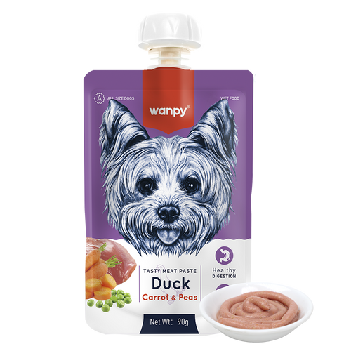 Wampy Lickable Creamy Meat Paste for Dogs with Duck, Carrot & Peas Flavours, 90 G, (Pack of 6),All Life Stages