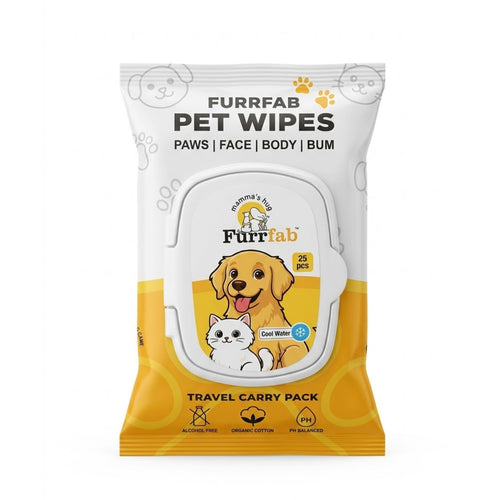 Furrfab Pet Wipes 25 Pulls | Face, Body, Paws & Bum Cleaning Wipes for Dogs & Cats